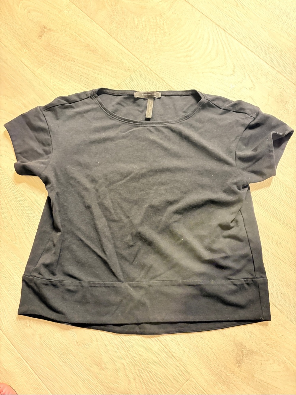 BCBG Black Short-Sleeve Crewneck Tee